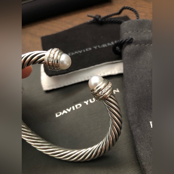 David Yurman Cable Classics Bracelet Sterling Silver, Pearls, Pavé Diamonds - Picture 4 of 9